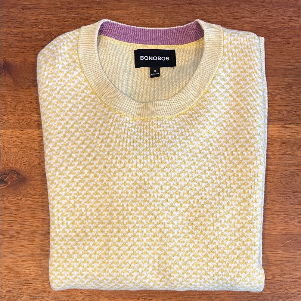 Bonobos Men's Light Yellow Crewneck Sweater